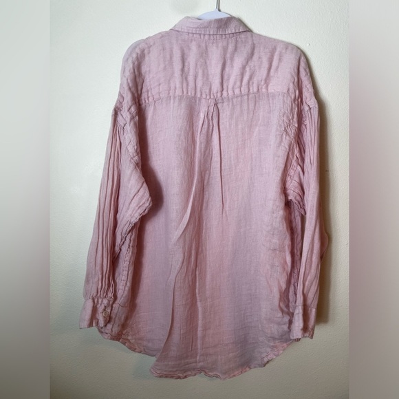 Vitamin A Playa Shirt 100% Linen Pink Oversized Cover Up Shirt Size L - Picture 6 of 6